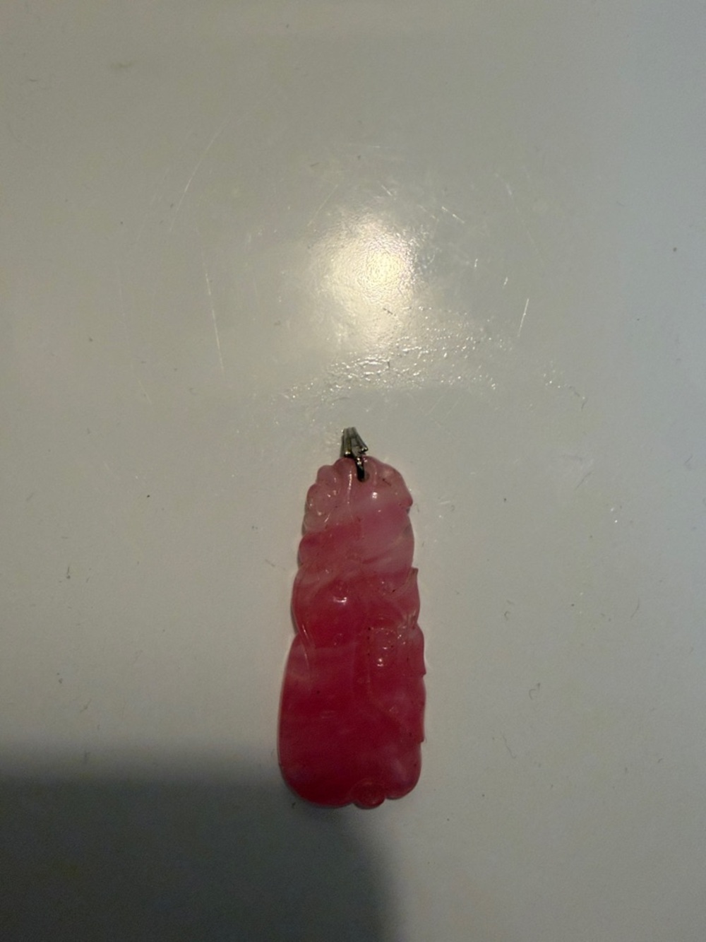 Vintage Rare  Estate Pink Rose Quartz and Jadeite  Carved Pendant